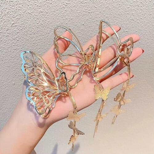 New Vintage Gold Butterfly Love Pendant Hair Claw Clip For Women Girl Geometric Hair Claw Clamps Hairpin Hair Accessories