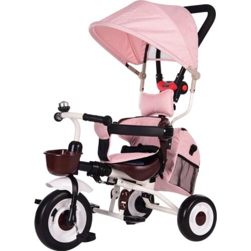 1-5 Years Old Kids Reversible Tricycle Baby Bicycle Pedicab Baby Hand Push Portable Folding Trike Stroller