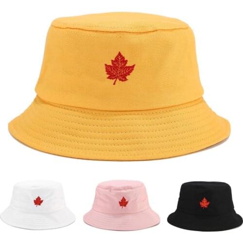 New Bucket Hat Summer Four-leaf Clover Embroidery Fisherman Hat Cute Outdoor Hiking Hat Sun Protection Hat Unisex Panama Cap