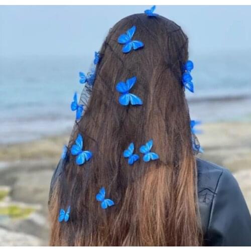 New fashion design butterfly embroidery lace veil headband women hijab scarf With headband luxury hair scarf Wrap