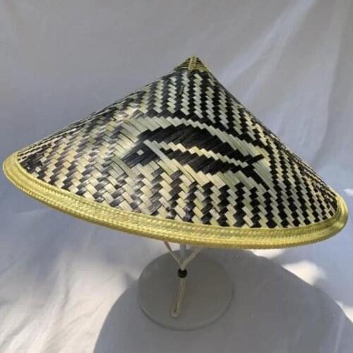 Outdoor Shade Bamboo Weaving Rattan Hats Handmade Weave Straw Hat Tourism Rain Cap Dance Props Cone Fishing Sunshade Fisherman