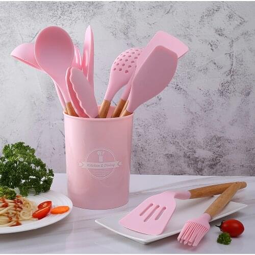 Silicone kitchen accessories shovel kitchen tools pink kitchen accessories spoon set spatula set cooking tools