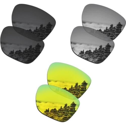 SmartVLT 3 Pairs Polarized Sunglasses Replacement Lenses for Oakley Crossrange XL Stealth Black and Silver Titanium and 24K Gold