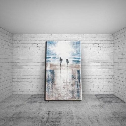 Modern Art Abstract Landscape Abstract Beach Oil Painting On Canvas Handmade Modern Living Room Wall Decoration Surfing Before