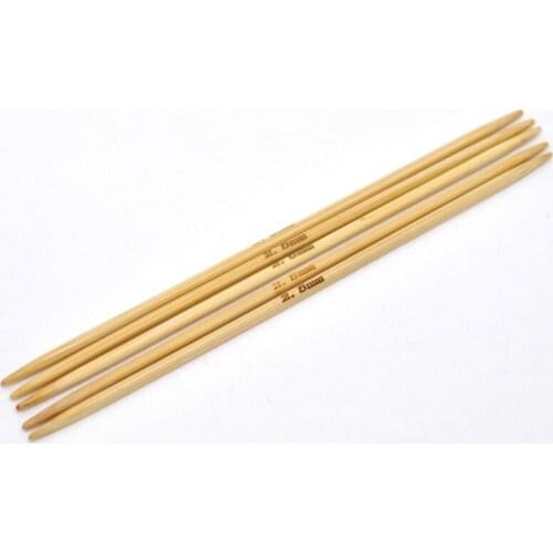 Natural Bamboo DP Knitting Needle Hand Sewing Crochet Hook Needle Sewing Tool Home Supply 2.5mm dia 13cm(5 1/8") long, 5PCs/Set