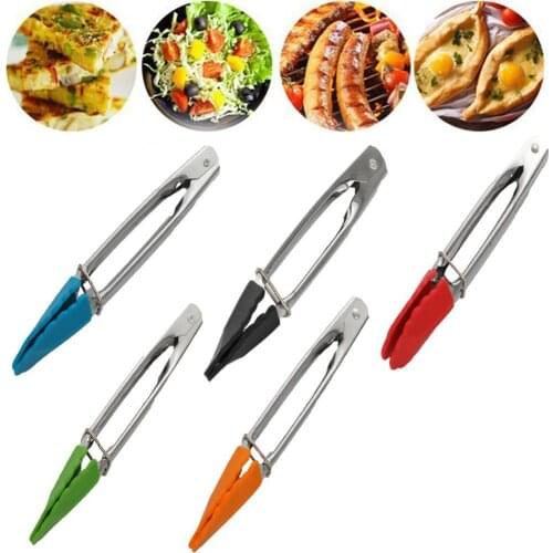Steel Silicone Food Tongs BBQ Clip Salad Bread Cooking Food Serving Tongs Kitchen Tools BBQ Tools Accessories