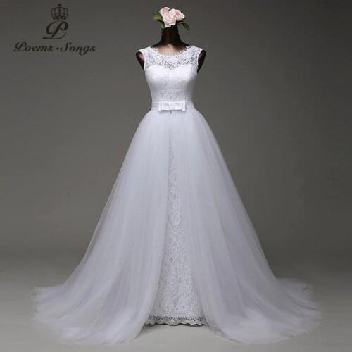 Poemssongs custom made high quality mermaid wedding dress 2021 with tulle detachable train vestido de noivas