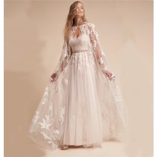 Wedding dress with cape Embroidered lace mesh Bride shawl bridesmaid dress with cape famale jaket Wedding accessories