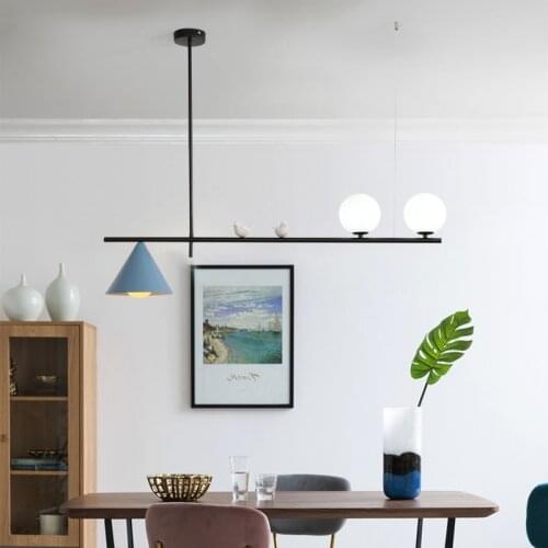 Nordic Glass Ball LED Chandelier Modern Creative Blue Bird Living Dining Room Kitchen Hanging Lamp Lighting Fixtures Home Decor