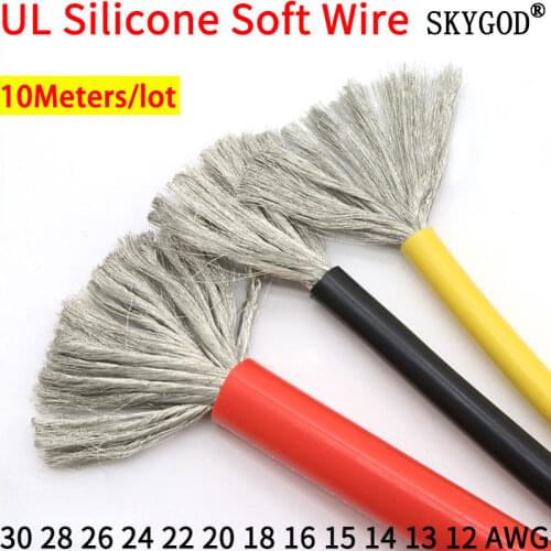 1M/5M Heat-resistant cable 30 28 26 24 22 20 18 16 15 14 13 12AWG Ultra Soft Silicone Wire High Temperature Flexible Copper Line
