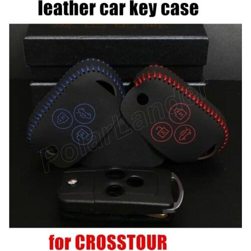 Only Red car key case Genuine quality leather Hand sewing car key cover DIY car styling fit for HONDA 11 CIVIC CROSSTOUR
