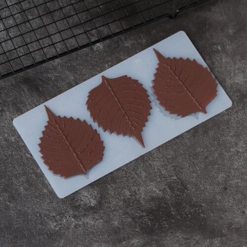 Poplar Leaf Shape Silicone Mold Cake Decorating Tools Leaves Shape Chocolate Transfer Sheet Mould Baking Stencil Chablon