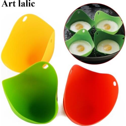 1PC High Quality Silicone Egg Poacher Cook Poach Pods Kitchen Cookware Poached Egg Baking Cup Random Color