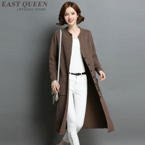Women Long Sweater Cardigan Fashion Autumn Winter Long Sleeve Loose Thick Knitted Long Cardigan Women Sweaters Coats AA4889