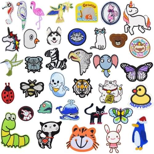 1PCS Cartoon Animals Patch for Children Unicorn Butterfly Embroidery Badge Iron on Appliques Patches for Clothing Sewing Garment