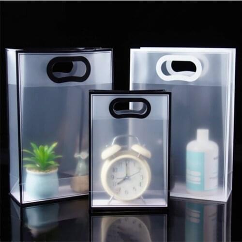 1pc Transparent PVC Tote Gift Bags With Hand Loop Clear Handbag Flower Bouquet Packing Bags Cosmetic Birthday Gift Package Pouch