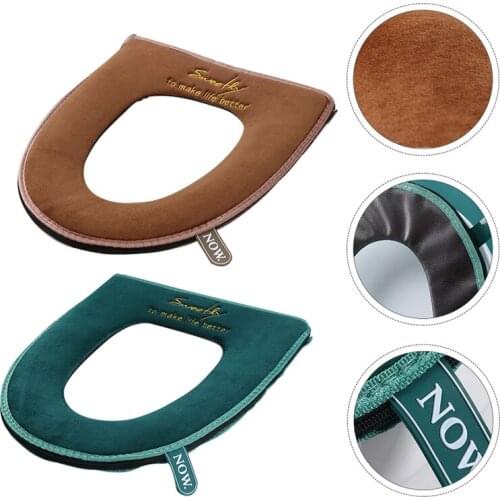 2Pcs Toilet Seat Covers Warm Washable Winter Soft Comfortable Flannel Toilet Seat Pads for Home Bathroom