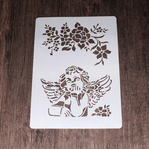 2pc Angel Camera Stencil Decor DIY Walls Layering Painting Template Printing Inkjet Scrapbooking Coloring Embossing Reusable