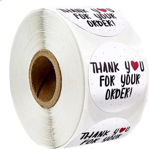 500Pcs/roll Thank You For Your Order Stickers Labels White Labels For Gift Card Store Business Packaging Stationery Sticker