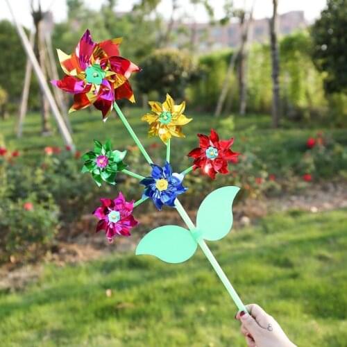 6 Wheel Cartoon Windmill Toys Whirligig Wind Spinner Pinwheel Yard Garden Decor 4X7C