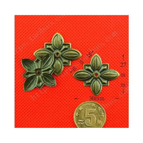 A01 The box hardware decoration sheet piece of wooden box four square FLOWER HORN four bubble nail plate