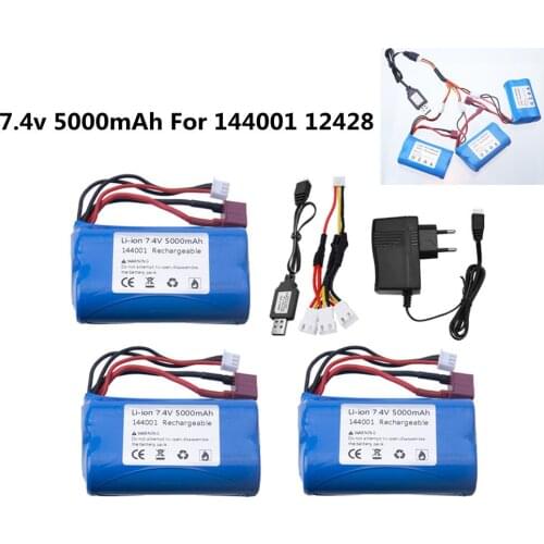 7.4V 5000mAh Lipo Battery 12428 144001 For Wltoys 12428 144001 RC Car Spare Parts with charger 7.4V 2S battery for toys parts