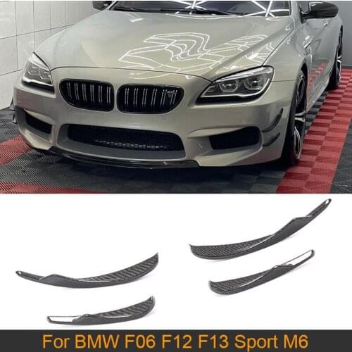 Car Front Bumper Fins Splitters Canards For BMW F06 F12 F13 Sport M6 2013-2016 Front Bumper Splitters Air Vent Trim Carbon Fiber