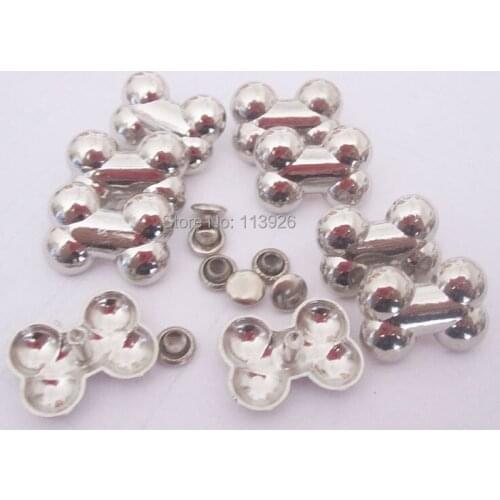 Free shipping !100pcs silver19mm Dog bone shape metal rivets studs and spikes for clothes /shoes/leather craft