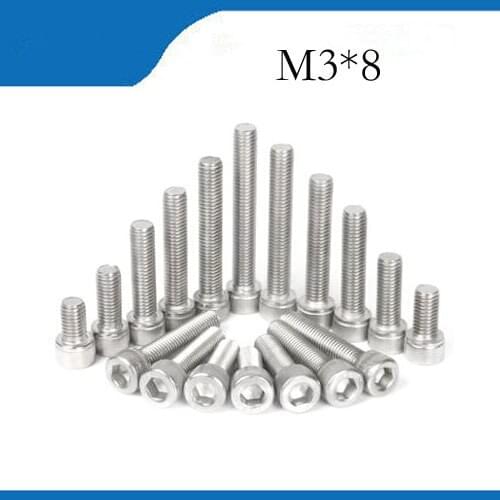 Free shipping M3*8 20pcs 304 nails stainless steel hexagon socket head cap screw,DIN912 bolt satinless bolts nails