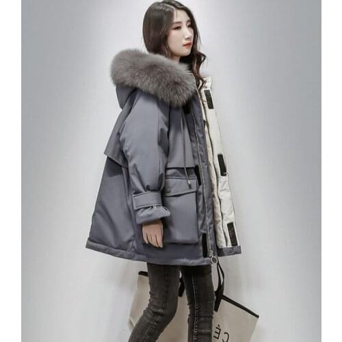 Large Natural Fox Fur Hooded Winter Jacket Women 90% White Duck Down Thick Parkas Warm Sash Tie Up Female Feather Coats