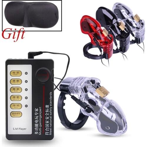 CB6000s Electrical Stimulation Chastity Device Cock Cage Penis Stimulator Ring Penis Lock Cage Electro Shock Sex Toys For Men