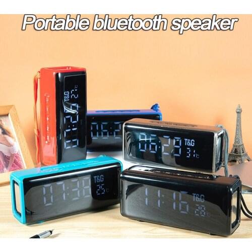 TG174 novel clock wireless bluetooth speaker, bedside alarm clock with display, portable portable FM subwoofer bluetooth speaker