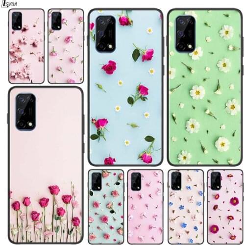 Rose Floral Flower for OPPO Realme V15 X5 X3 X50 X7 V5 C21 C17 C11 C3 C2 7 7i 6 6S 6i 5 3 2 Pro Soft Black Phone Case