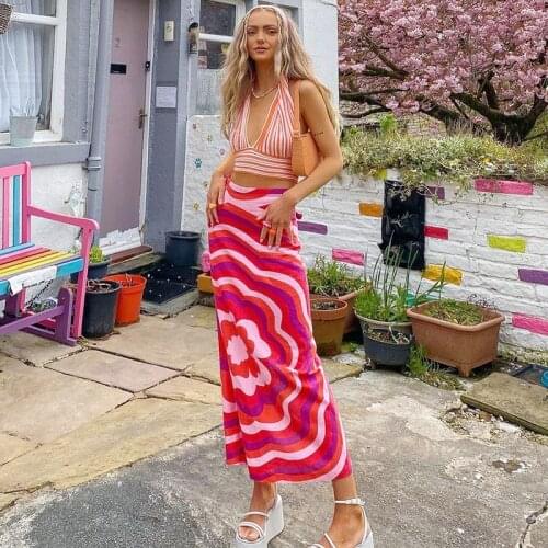 Europe and America 2021 summer new low waist printing invisible zipper side split buttock skirt Street trendy print skirt