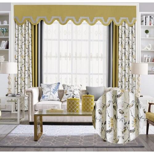 New American design cotton curtain living room, bed room printed window treatments