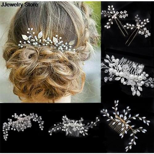 Crystal Bridesmaid Clips Pins Wedding Pearl Flower Hair Pin Hair Clip Tiaras Crown Headband Hair Comb Clips Hair Accessories