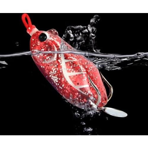 6CM Frogs Lure Soft Bait Sequin Silicone Artifical Fishing Baits With Double Treble Hooks Fishing Tackle Accessories 14g