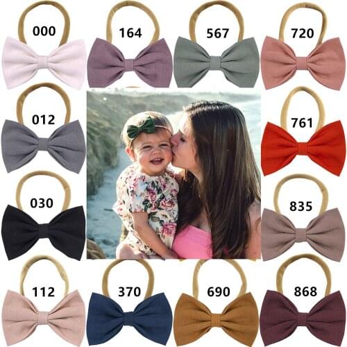 Classical Cotton fabric bow elastic headband Hair band Baby Girls Toddler Kids hair bow Soft headband Hairband Hair Accessories
