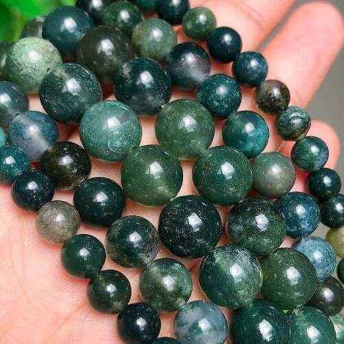 Natural Stone Grass Agates Round Loose Spacer Beads For Charms Handicrafts Jewelry Making Diy Bracelet 4/6/8/10/12mm