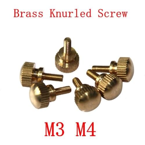 10pcs M3 M4 M5 M6 Brass Hand Twist Screw, Brass Knurled head step Screw Hand tighten Thumb Screws