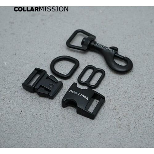 Metal buckle+adjust buckle+D ring+metal dog clasp/set)Engraved DIY dog collar black 15mm webbing sewing parts high quality
