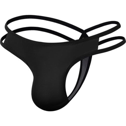 Men Solid Color Bulge Pouch Jockstrap G-string Underwear Strappy Elastic Waistband T-back Underpants Cutout Sexy Lingerie Thongs