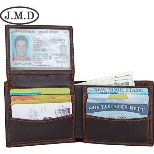 New Style Mens Wallet First Layer Cowhide Short Wallet Crazy Horse Leather Wallet RFID Shielding Wallet Storage Wallet