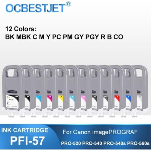 PFI-57 PFI57 700ML Compatible Ink Cartridge With Full Ink For Canon imagePROGRAF PRO-520 PRO-540 PRO-540s PRO-560s 12Colors/Set