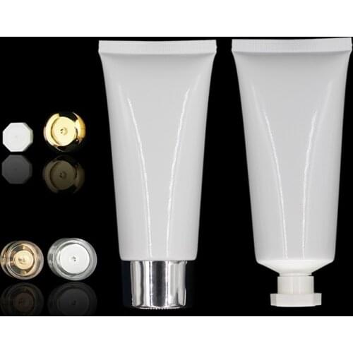 60ML 60G Plastic Squeeze Tube White Cosmetic Container Top Grade Facial Cleanser Hand Cream Emulsion Soft Tube with Screw Cap