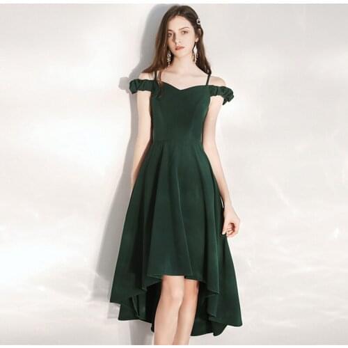 Special Occasion Dresses Vintage V-Neck Short Luxury Dark Green Spaghetti Strap Knee-Length A-Line Satin Women Prom Gown E1009