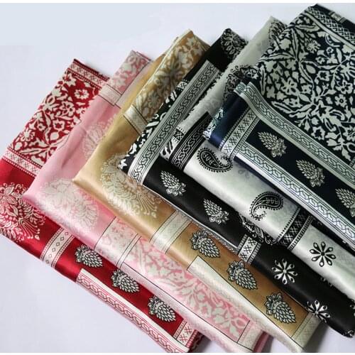 By Meter Soft Silky Satin Fabric Retro Paisley Plaid Patchwork charmeuse Polyester Material Lining Diy Scarf Textile