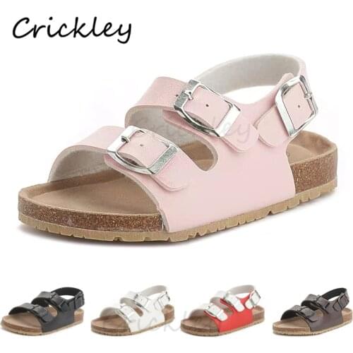 Cork Kids Solid Sandals Gladiatus Comfortable Soft Sole Buckle Strap Children Sandals for Little Girls Boys Summer Shoes 3T-12T