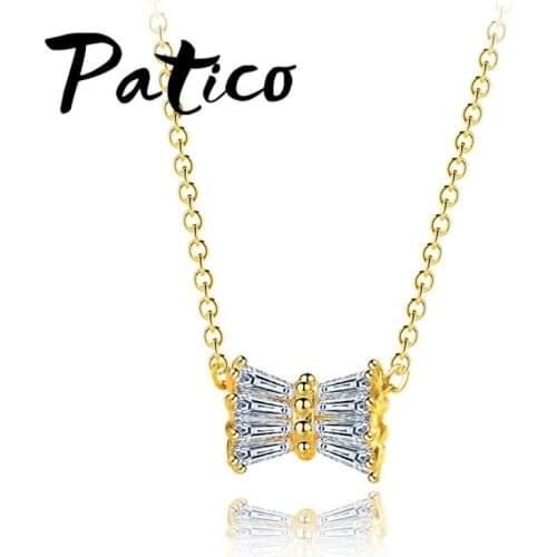Romantic Cubic Zirconia Pendant Necklace For Women 925 Sterling Silver Hot Fashion Wedding 24K Gold Coated Necklace