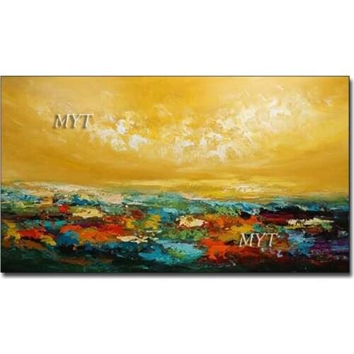 Handpainted Yellow Abstract Paintings Modern Oil Painting On Canvas Home Decoration Living Room Pictures Handpainted No Framed